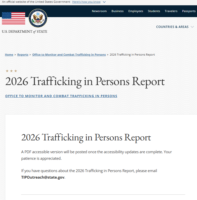 美国国务院人口贩卖报告